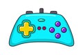 Vector game controller gamepad icon. Turquoise joystick element flat style isolated on white background. Retro gamer Royalty Free Stock Photo