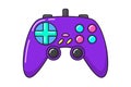 Vector game controller gamepad icon. Violet joystick element flat style isolated on white background. Retro gamer device Royalty Free Stock Photo