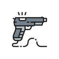 Game gun, pistol flat color line icon. Royalty Free Stock Photo