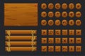 Vector game ui big kit. Template wooden menu of graphical user interface GUI and buttons to build 2D games.