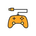 Vector gamepad, console controler flat color line icon.