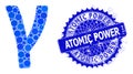 Vector Gamma Greek Lowercase Symbol Composition of Dots and Distress Atomic Power Seal