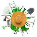 Vector Garden Accessories with Straw Hat