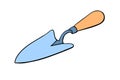 Vector garden scoop. Small shovel for earthworks. Tool for digging and transplanting plants. Gardening equipment