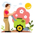 Vector Gardening. Garden Tiller. Flat style colorful Cartoon illustration.