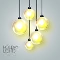 Vector garlang of gold lamps on light background. Holiday string of lights vector illustration