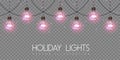 Vector garlang of pink lamps on transparent background. Holiday string of lights illustration