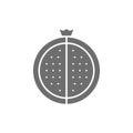 Vector garnet, pomegranate grey icon. Isolated on white background