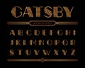 Vector of Gatsby font and alphabet, Gold Letter set