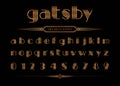 Vector of Gatsby font and number, Gold Letter set