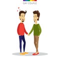 Vector gay couple love concept. Family of two men. Romantic illustration. Royalty Free Stock Photo