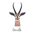 Vector gazelle head isolated. Flat style, cartoon object Royalty Free Stock Photo