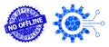 Vector Gear Interface Collage of Dots and Rubber No Offline Stamp Seal Royalty Free Stock Photo