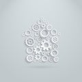 Vector gears and cogs mechanical house Royalty Free Stock Photo