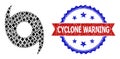 Gemstone Mosaic Hurricane Icon and Unclean Bicolor Cyclone Warning Watermark