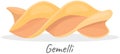 Vector gemelli icon, group of gemelli, illustration isolated on white background, Italian cuisine