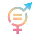 Vector gender equal sign icon. Men and women equality concept icon pastel gradient style isolated on white background. Female and Royalty Free Stock Photo