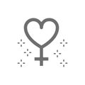 Gender female symbol, feminism, women power grey icon.