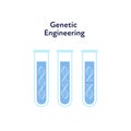 Vector genetic engineering banner template. Three blue color testing tubes symbolising change of dna on white background. Design Royalty Free Stock Photo