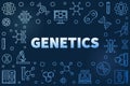 Vector Genetics blue outline horizontal frame or illustration