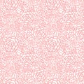 Vector gentle pastel pink lace roses seamless repeat pattern background. Great for wedding or bridal shower decor Royalty Free Stock Photo