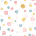 Vector gentle vintage seamless pattern with colorful dots.