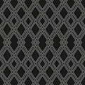 Vector geometric abstract texture. Modern linear seamless pattern. Simple black and white background with outline grid, mesh, Royalty Free Stock Photo