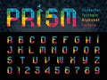 Vector of Geometric Alphabet Letters and numbers, Abstract Colourful Prism Font triangle shape