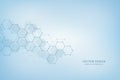 Vector geometric background from hexagons. Abstract molecular structure and chemical elements. Medical, science and