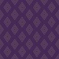 Vector geometric background with small linear diamonds. Gold and purple color Royalty Free Stock Photo