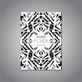 Vector geometric black and white brochure template for business and invitation. Ethnic