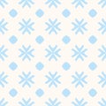 Geometric blue and beige seamless pattern with snowflakes. Baby pattern. Royalty Free Stock Photo