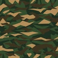 Vector geometric camouflage seamless pattern. Khaki design style for t-shirt. Military camo texture. Royalty Free Stock Photo