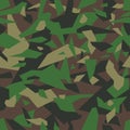 Vector geometric camouflage seamless pattern. Khaki design style for t-shirt. Military texture debris shape pattern