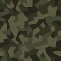 Military camouflage, repeats seamless texture. Camo geometric pattern for Army Clothing. Khaki green color, fabric hunting. Vector Royalty Free Stock Photo