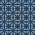 Vector geometric dotted seamless pattern. Dark blue ornamental texture Royalty Free Stock Photo