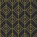 Vector geometric elegant seamless pattern, Mid century gold and black minimal ornament
