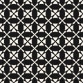 Vector geometric floral grid texture. Abstract black and white seamless pattern Royalty Free Stock Photo