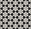 Vector geometric floral pattern. Black and white ornamental seamless texture Royalty Free Stock Photo
