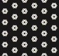 Vector geometric floral seamless pattern. Abstract black and white background Royalty Free Stock Photo