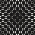Vector geometric floral seamless pattern. Abstract black and white grid texture Royalty Free Stock Photo