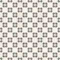 Vector geometric floral seamless pattern. Abstract black and white grid texture Royalty Free Stock Photo