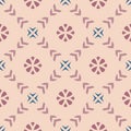 Vector geometric floral seamless pattern. Abstract ornamental background. Abstract background in pink, rose, blue and beige color Royalty Free Stock Photo