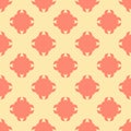 Vector geometric floral seamless pattern. Abstract yellow and coral background