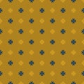 Vector geometric floral seamless pattern. Dark blue, gold and yellow colors Royalty Free Stock Photo