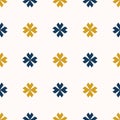 Vector geometric floral seamless pattern. Dark blue, yellow and white colors Royalty Free Stock Photo