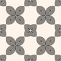 Vector geometric floral seamless pattern. Minimal black and white ornament Royalty Free Stock Photo