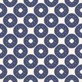 Vector geometric floral seamless pattern. Navy blue and beige ornament texture Royalty Free Stock Photo