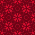 Vector geometric floral seamless pattern. Red luxury ornament with flowers Royalty Free Stock Photo