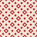 Vector geometric floral seamless pattern. Simple red and white repeat texture Royalty Free Stock Photo